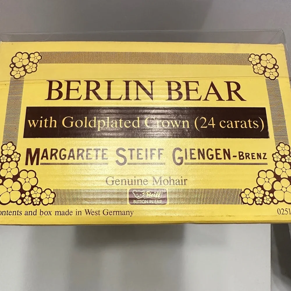 Steiff‎ Berlin Bear 1985 Mohair 24K Gold Plated Crown 0251/34 West Germany Boxed